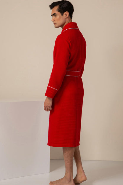 Picture of a Men's Luxury Waffle Knit Robe in red