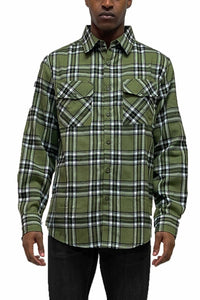 Picture of a Green Unisex Flannel Shirt front view