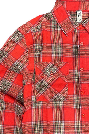 Picture of a Red Men's Flannel Shirt close up of material