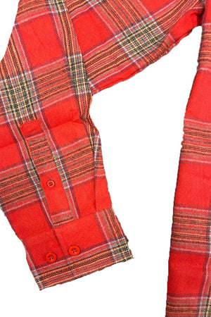 Picture of a Red Men's Flannel Shirt close up of arms