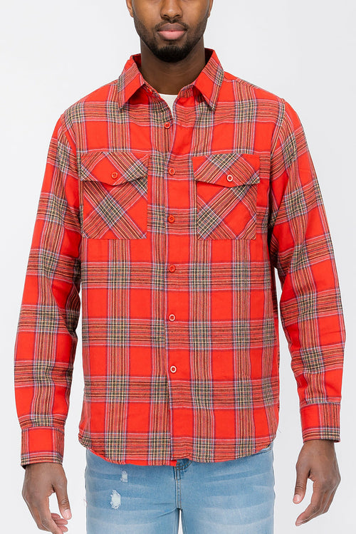 Picture of a Red Men's Flannel Shirt front view