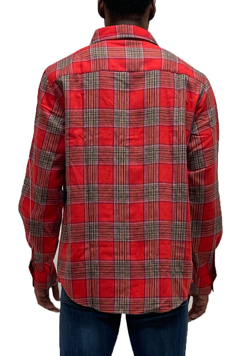 Picture of a Red Men's Flannel Shirt back view