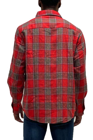 Picture of a Red Men's Flannel Shirt back view