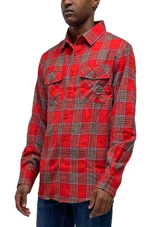 Picture of a Red Men's Flannel Shirt side view