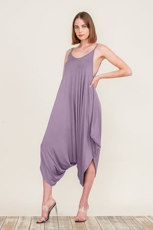 Picture of a Women's Plain Baggy Jumpsuit pink front view