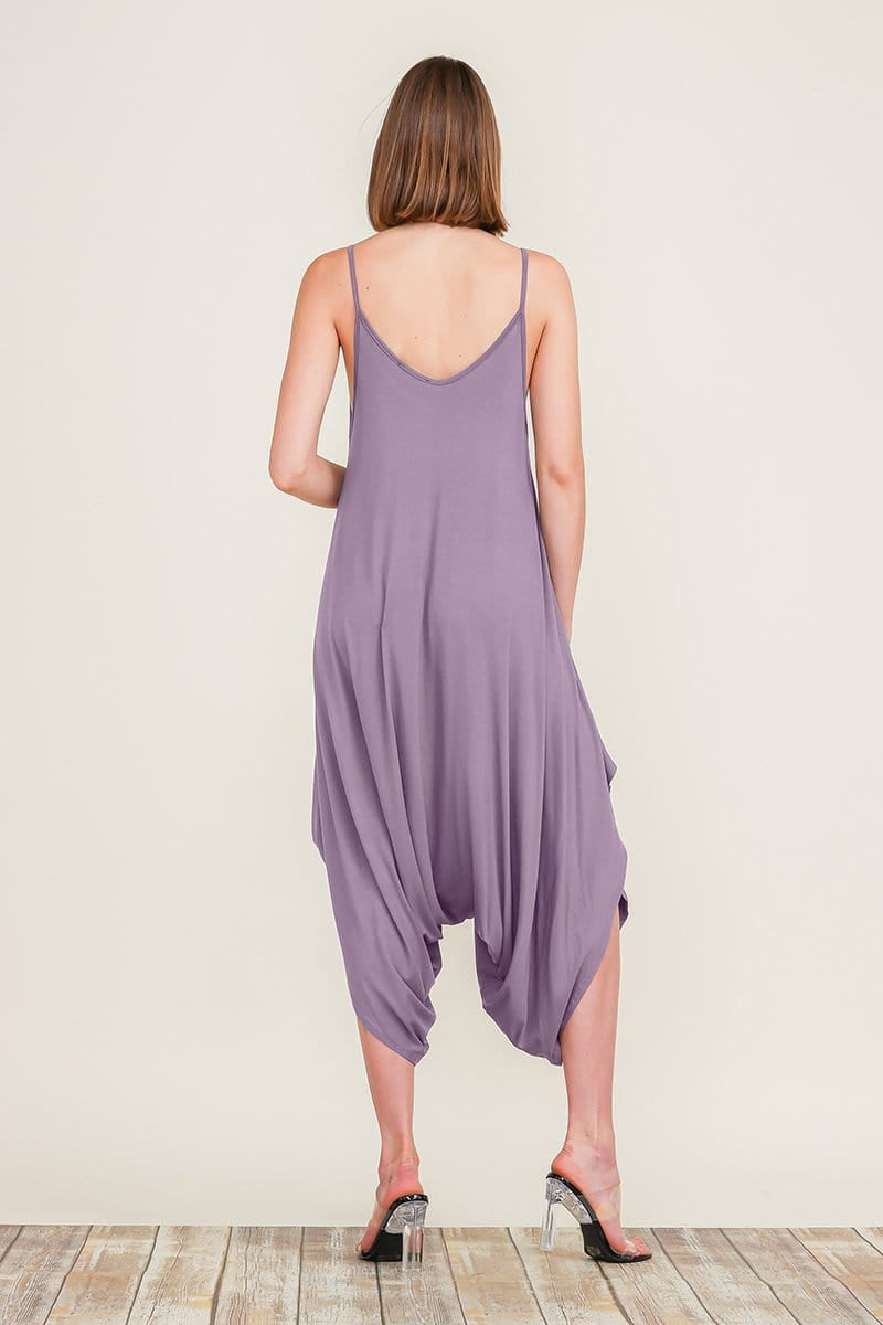 Picture of a Women's Plain Baggy Jumpsuit pink back view