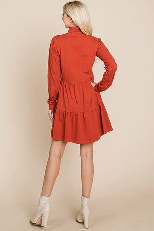 Layered Cotton Dress in ruse color back view