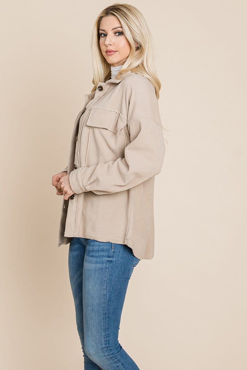 Picture of a Women's Fleece Jacket with Lapel Buttons side view