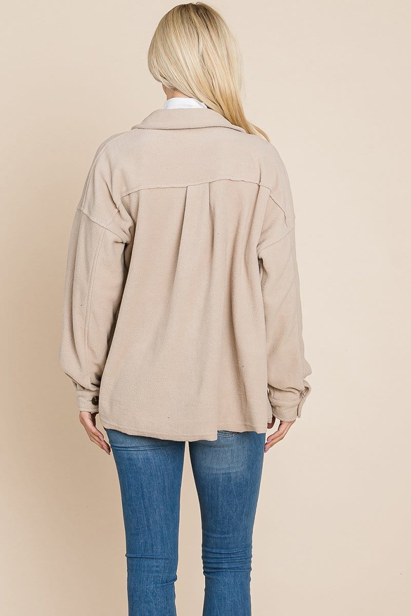 Picture of a Women's Fleece Jacket with Lapel Buttons back view