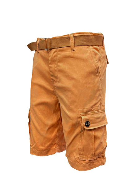 Picture of a Plain Cargo Shorts Belt Included orange side view