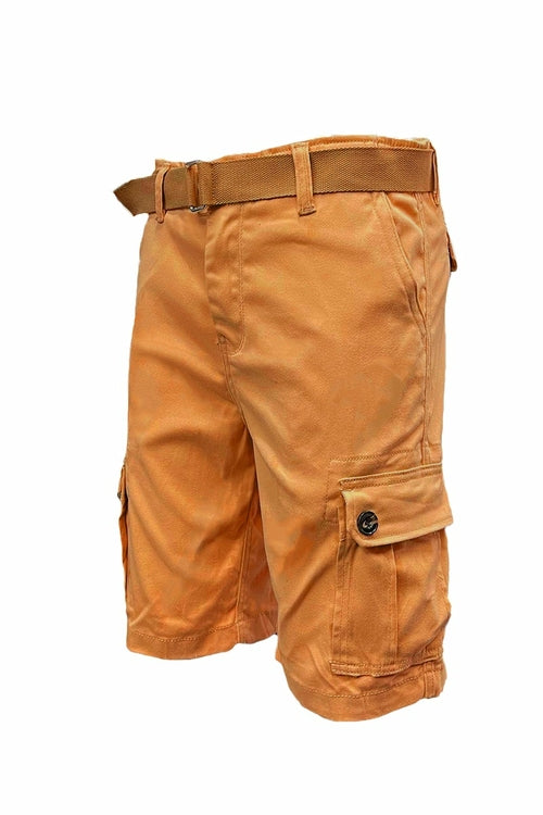 Picture of a Plain Cargo Shorts Belt Included orange front view