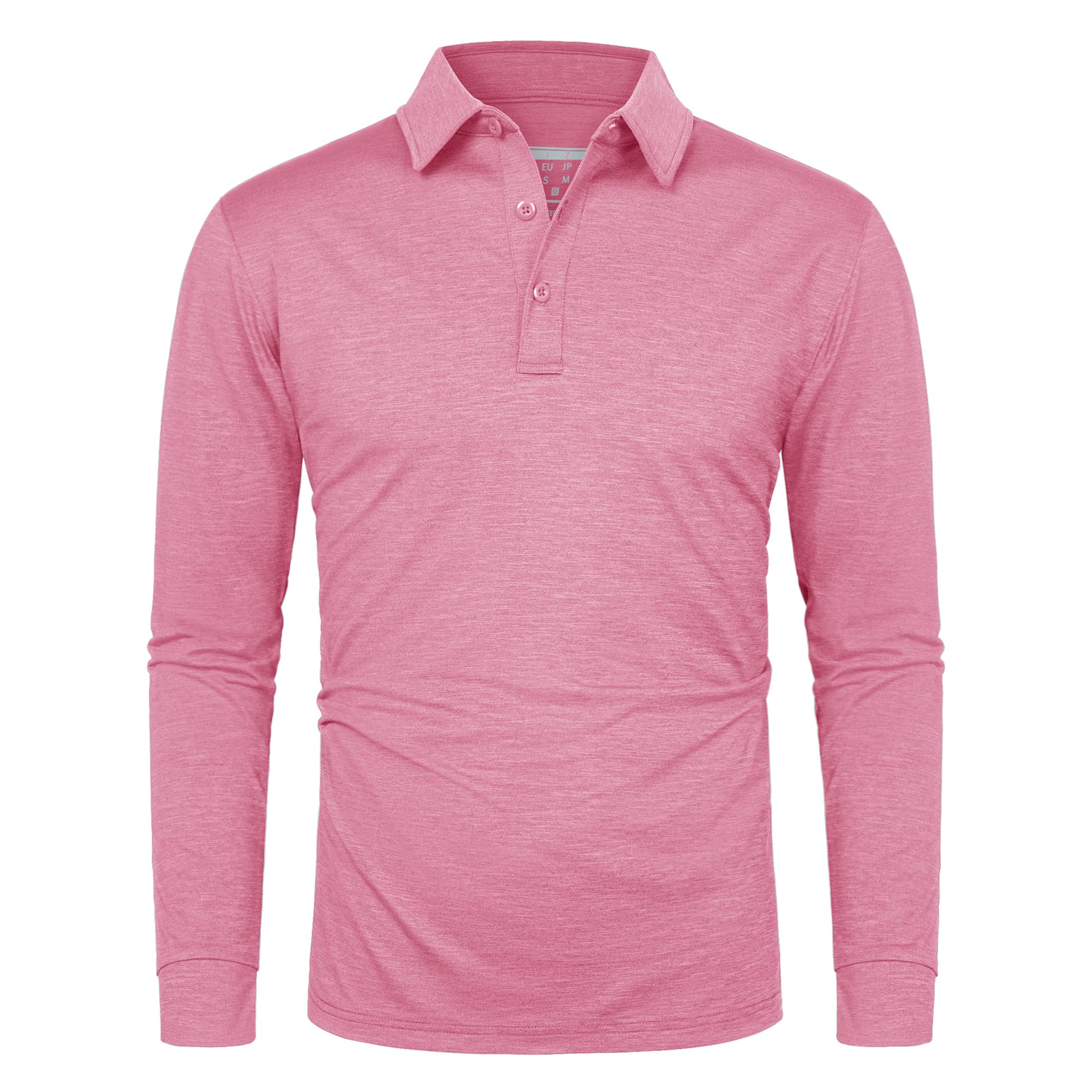 Soft Polyester Golf Polo Long Sleeve Shirt in pink