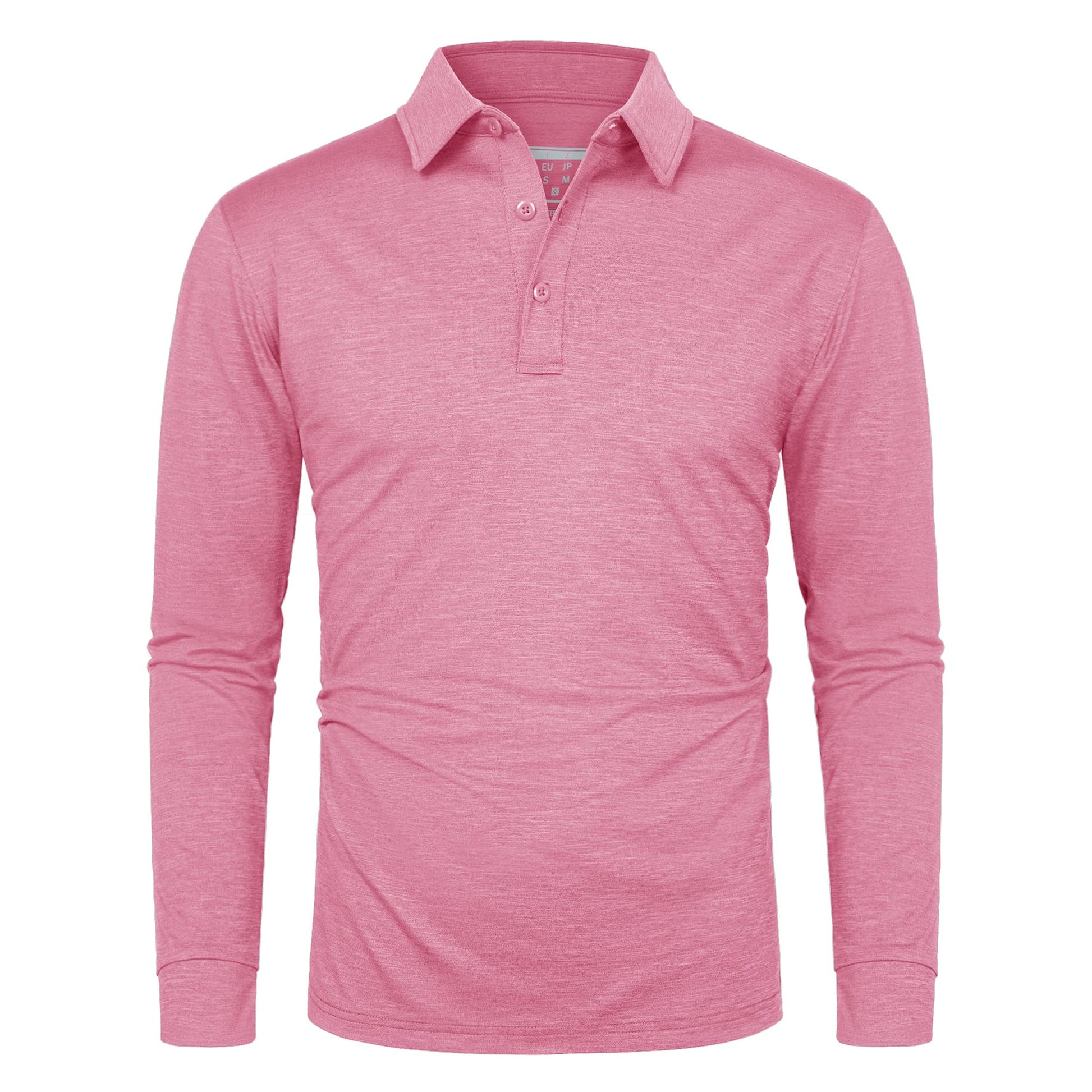 Soft Polyester Golf Polo Long Sleeve Shirt in pink