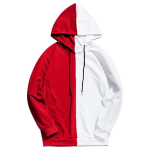 Pullover Half Color Hoodie red