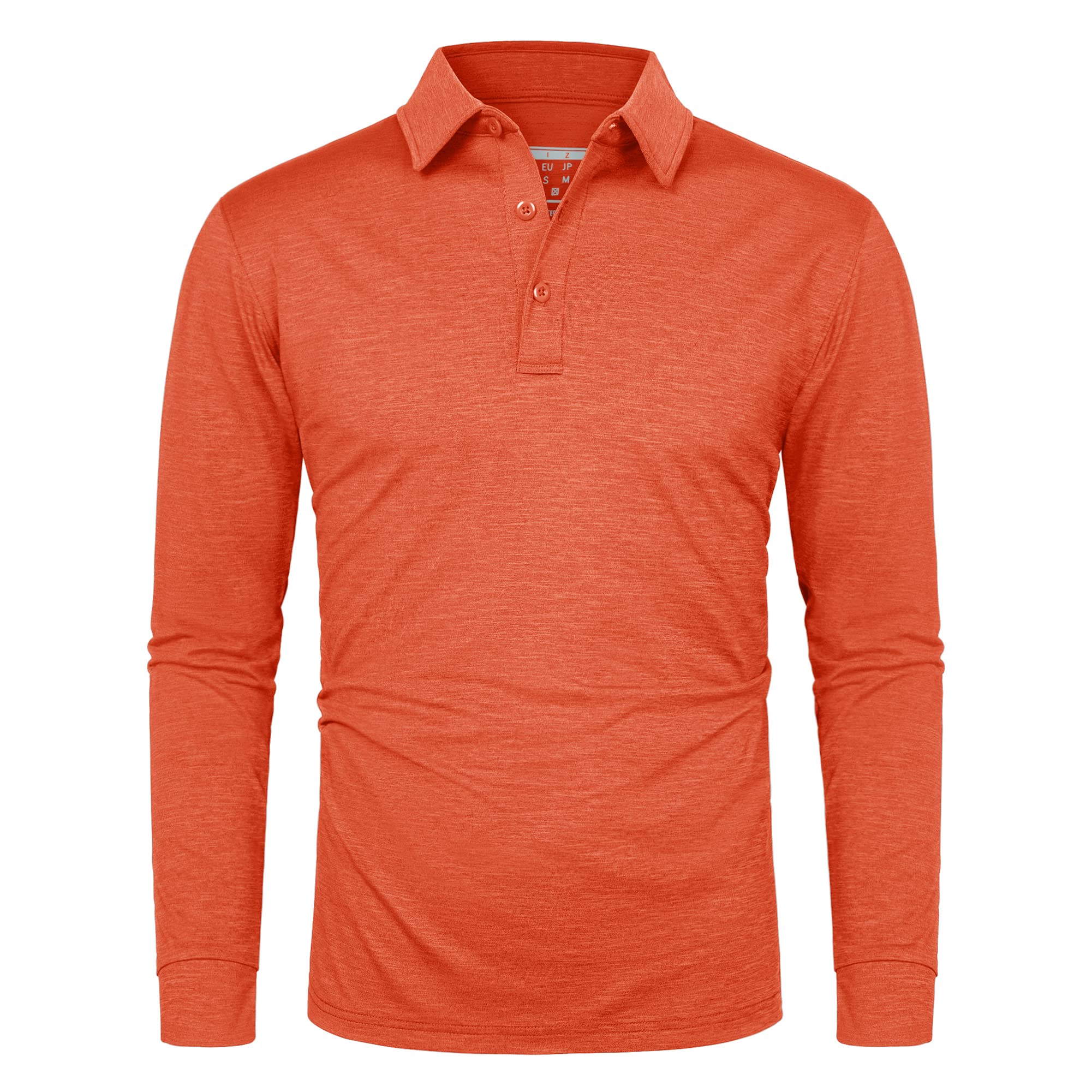 Soft Polyester Golf Polo Long Sleeve Shirt in orange