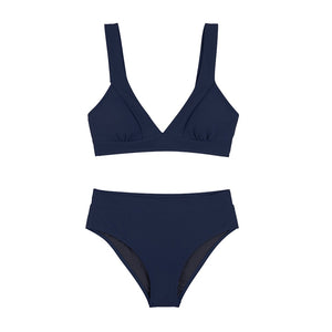 Women's High Waist Bikini Swimsuit navy blue item only