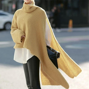 Women's Asymmetrical Fall Sweater in khaki