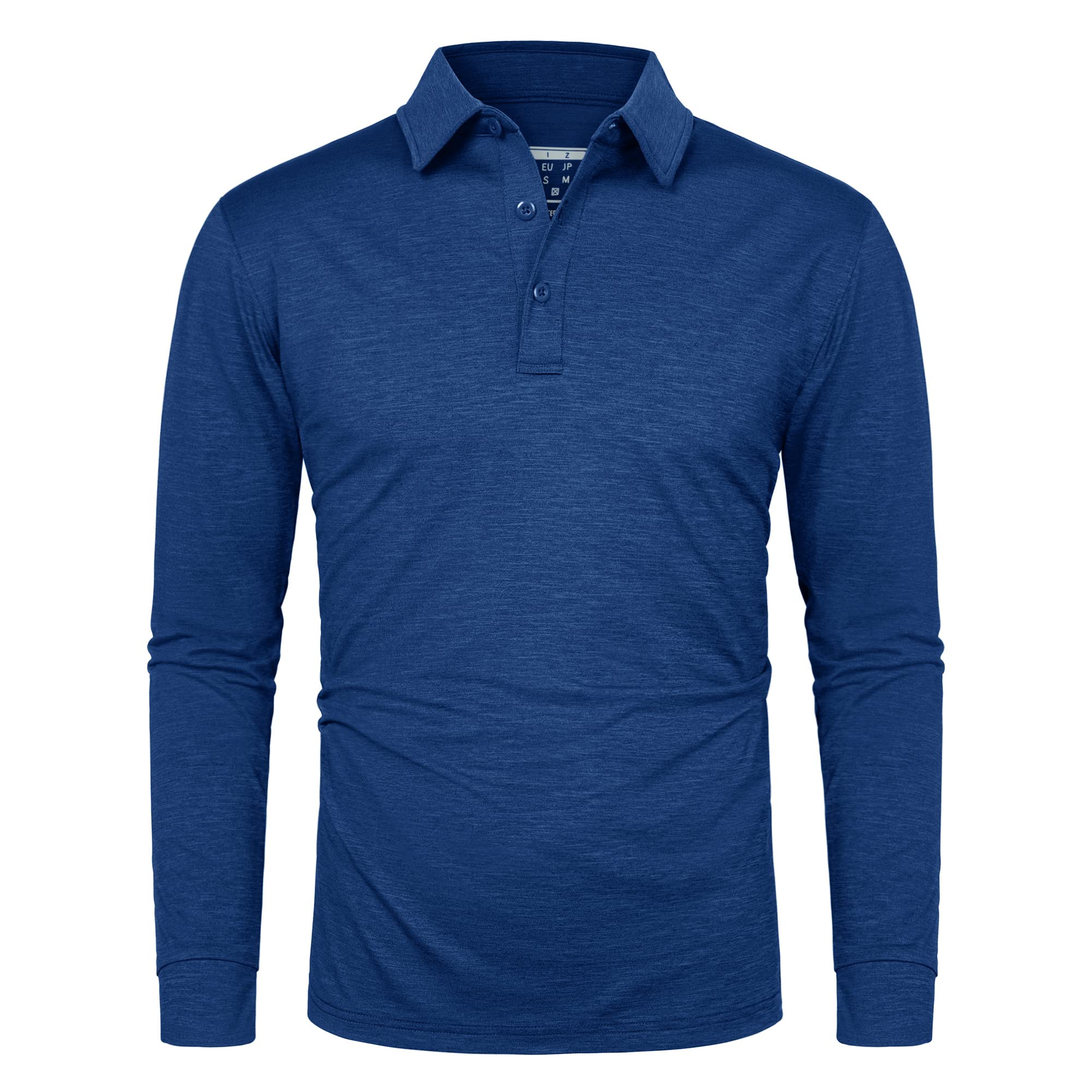 Soft Polyester Golf Polo Long Sleeve Shirt in dark blue