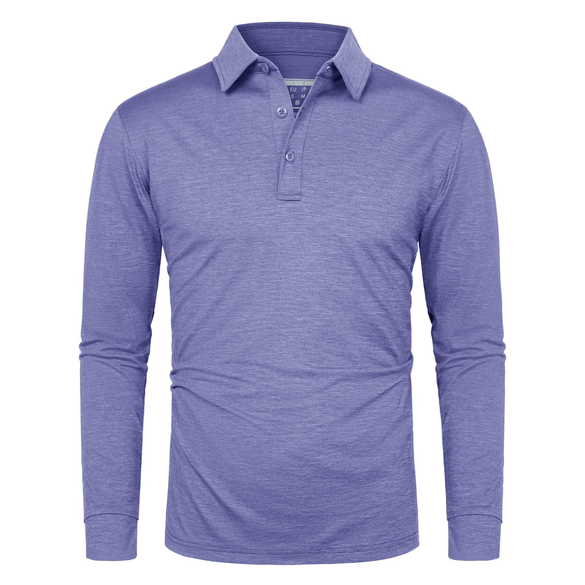 Soft Polyester Golf Polo Long Sleeve Shirt in purple
