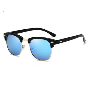 Polarized Unisex Round Sunglasses blue black