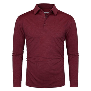 Soft Polyester Golf Polo Long Sleeve Shirt in red