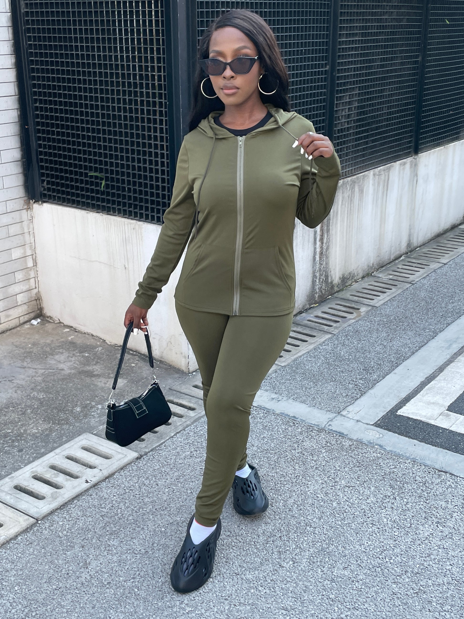 Women's Two Piece Hooded Tracksuit green