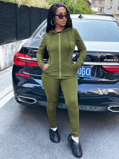 Women's Two Piece Hooded Tracksuit green