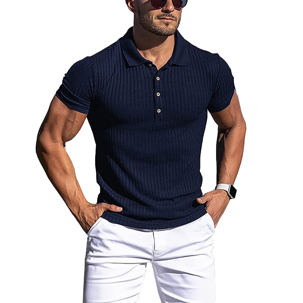 Men's Cotton Polo Shirt in navy blue
