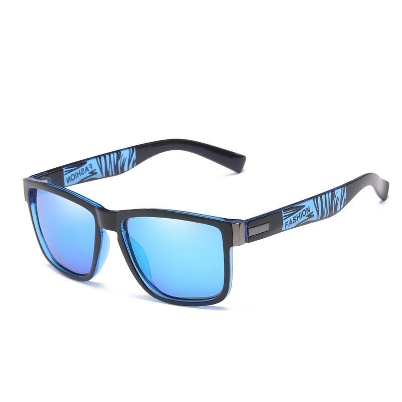 Polarized Plastic Sunglasses for Men and Women blue on black