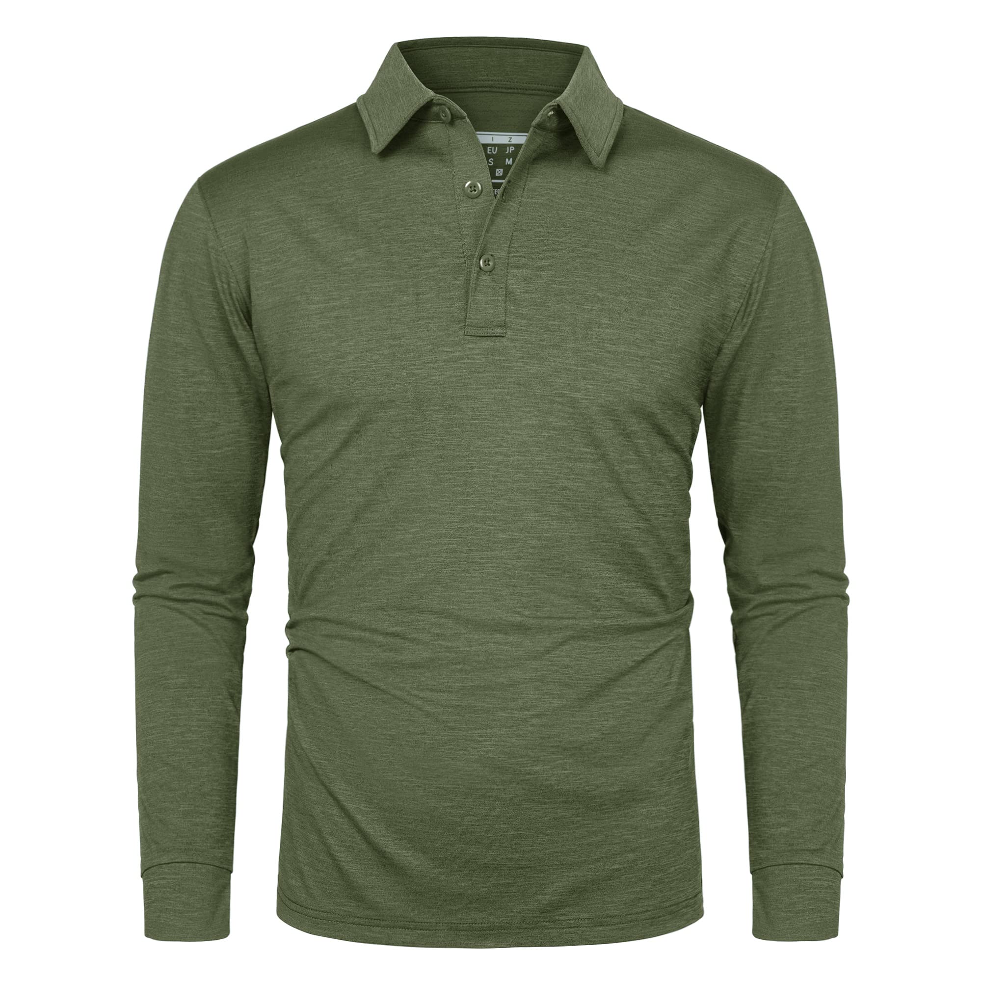 Soft Polyester Golf Polo Long Sleeve Shirt in green