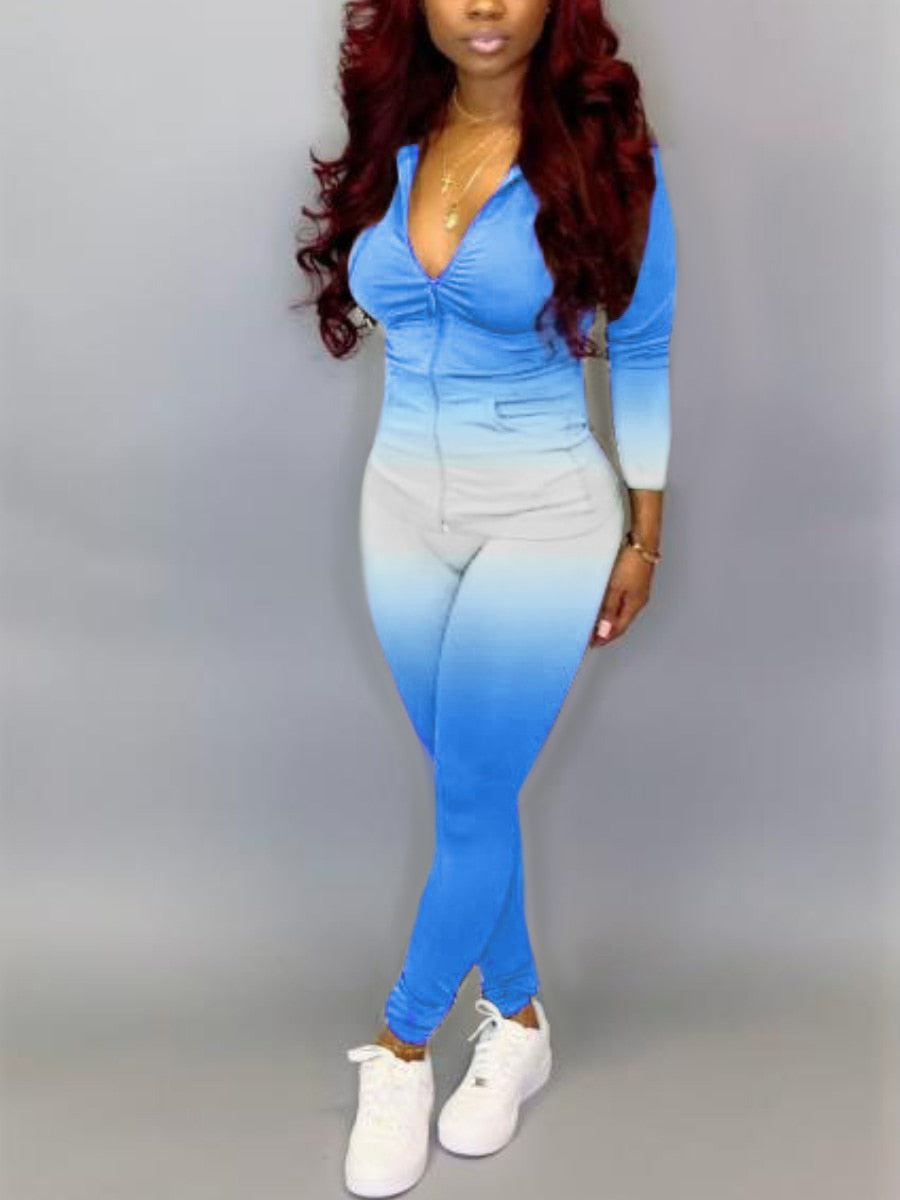 Women's Two Piece Hooded Tracksuit sky blue