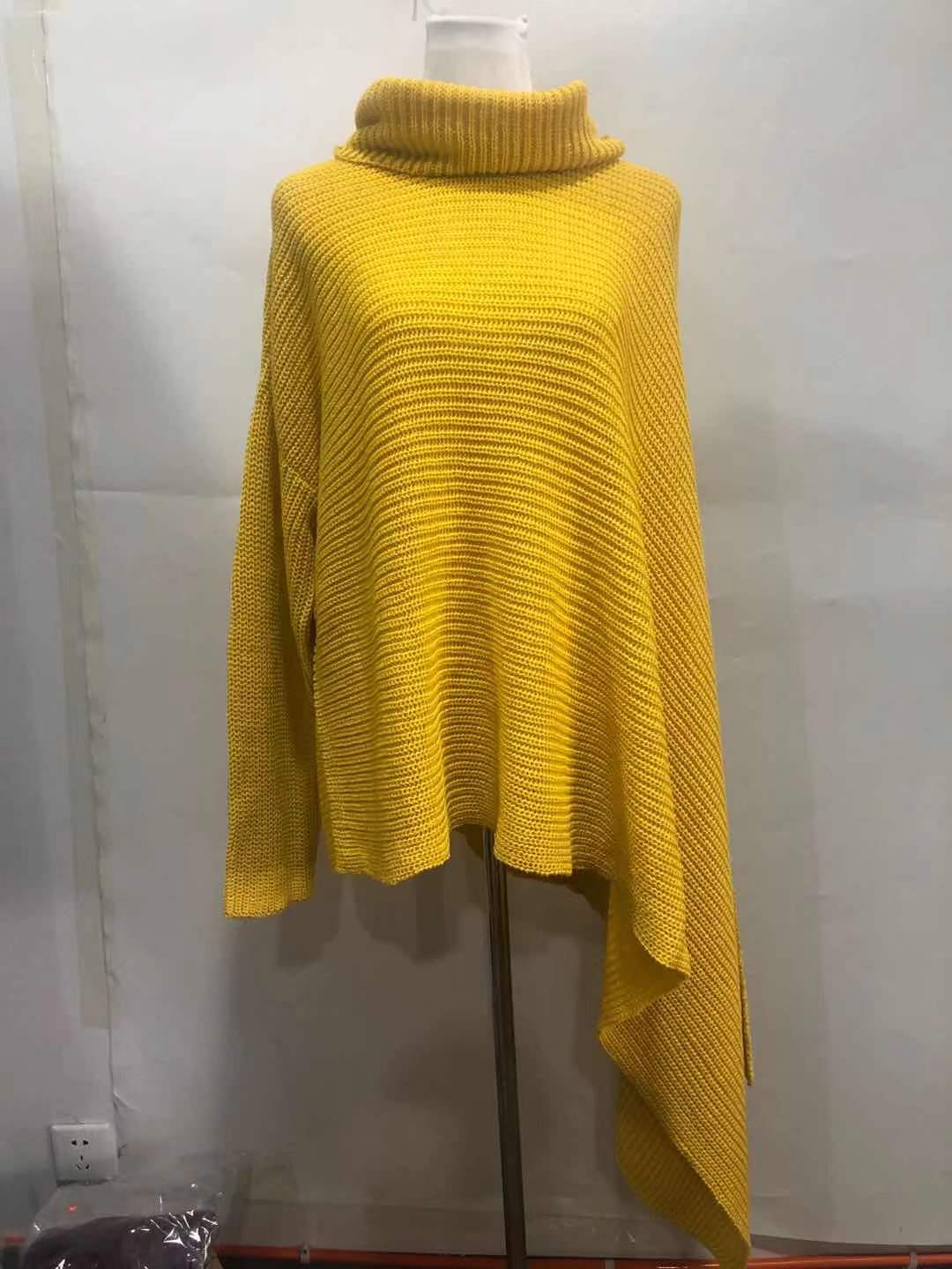 Women's Asymmetrical Fall Sweater in yellow