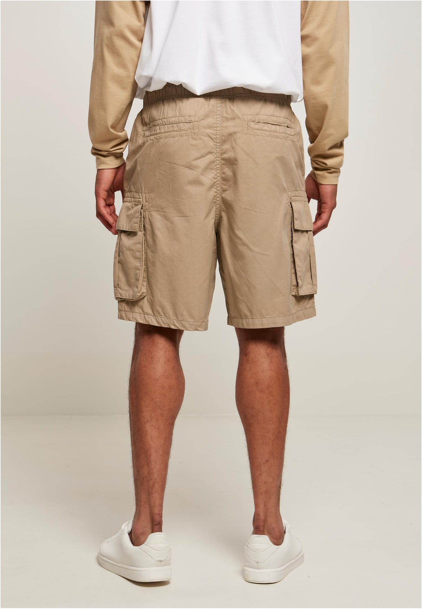 Men's Full Cotton Cargo Shorts beige back view