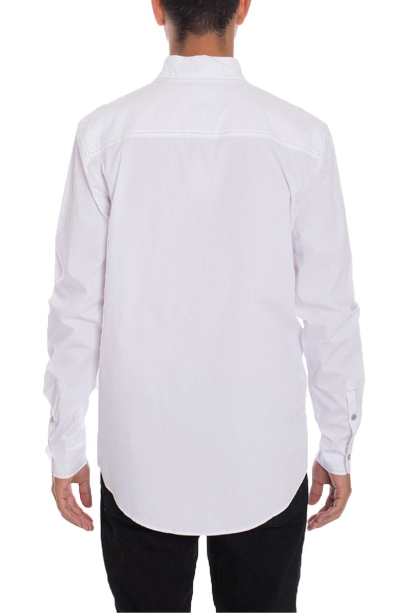 Picture of a Men's White Button Down Dress Shirt back view