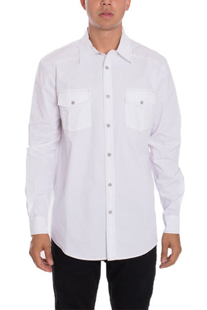 Picture of a Men's White Button Down Dress Shirt front