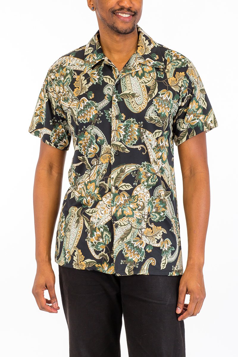 Picture of a Men's Paisley Button Down T-Shirt front view