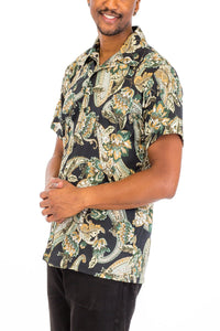 Picture of a Men's Paisley Button Down T-Shirt side view