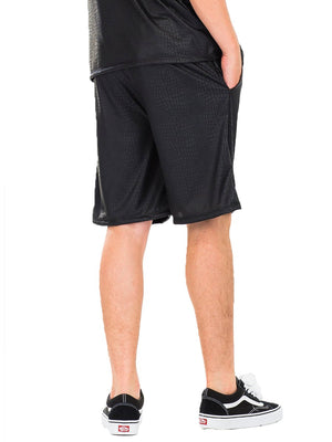 Picture of a Embossed Scale Black Athletic Shorts back view