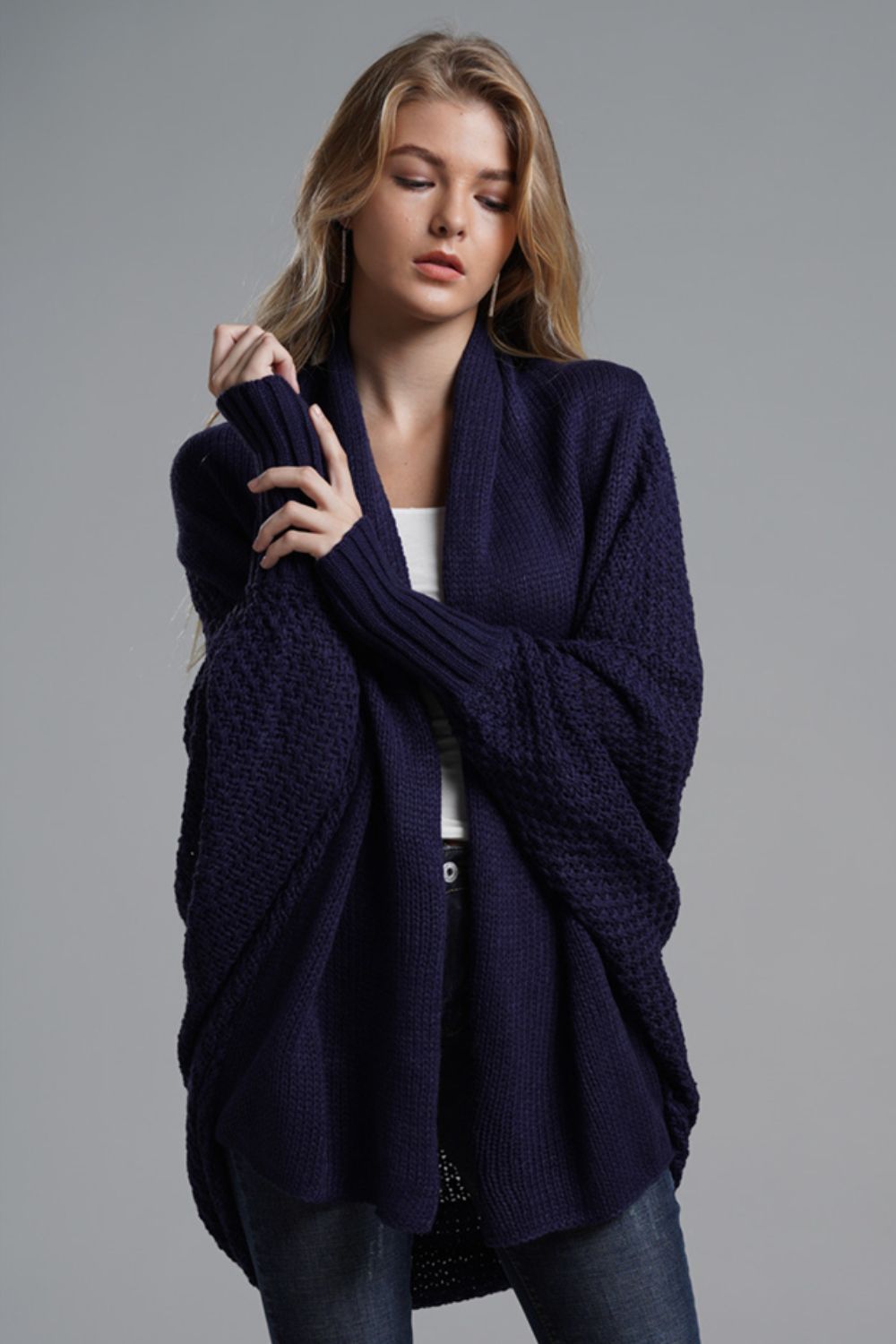 Women's Cardigan with Dolman Sleeves navy