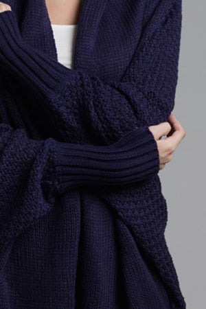 Women's Cardigan with Dolman Sleeves navy close up