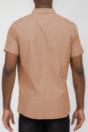 Orange Men's Button Down Short Sleeve Shirt back