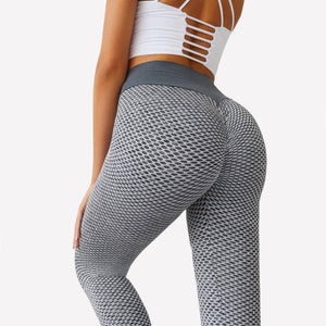 Picture of Women's Premium Athletic Leggings grey close up of the rear