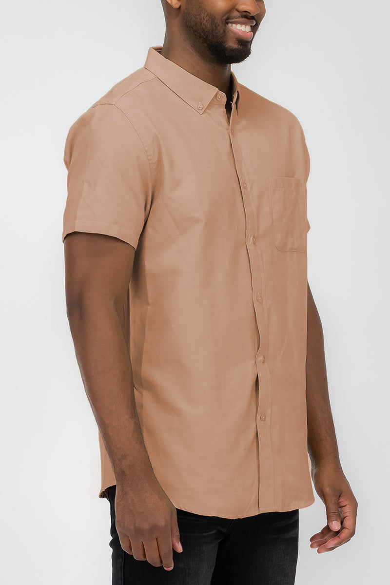 Orange Men's Button Down Short Sleeve Shirt side