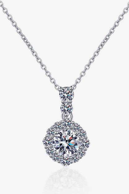 1 Carat Round Moissanite 925 Sterling Silver Necklace
