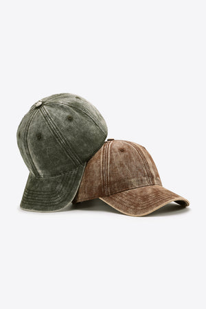 Denim Baseball Hats together in green and brown