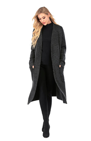 Picture of a Plain Women's Wool Open Front Cardigan with Pockets grey