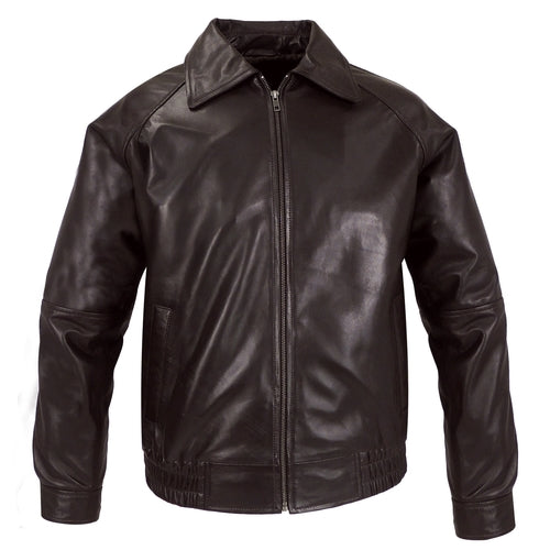Picture of a Men's Genuine Leather Bomber Jacket in black