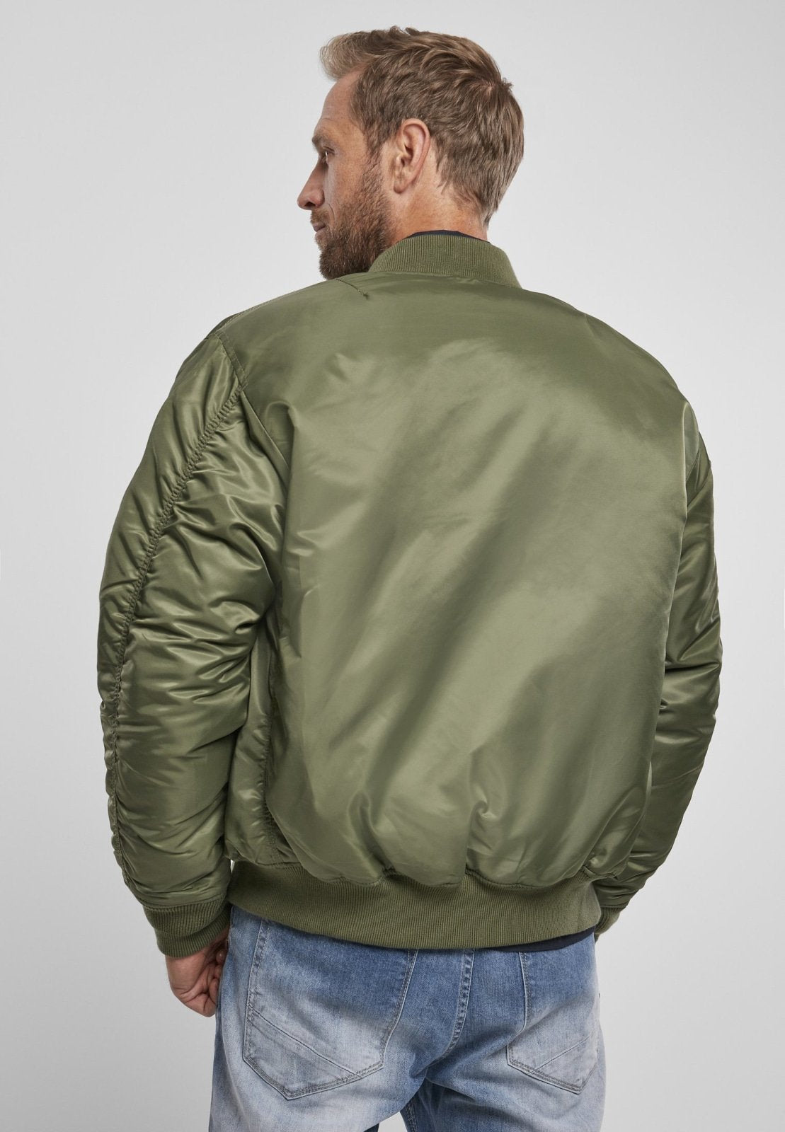 Picture of a Men's MA1 Nylon Bomber Jacket back view