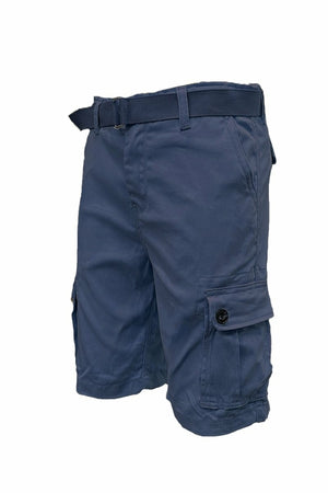 Picture of a Plain Cargo Shorts Belt Included in blue