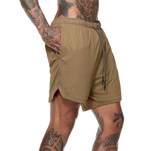 picture of a Plain Men's Swimming Shorts with Cellphone Storage khaki